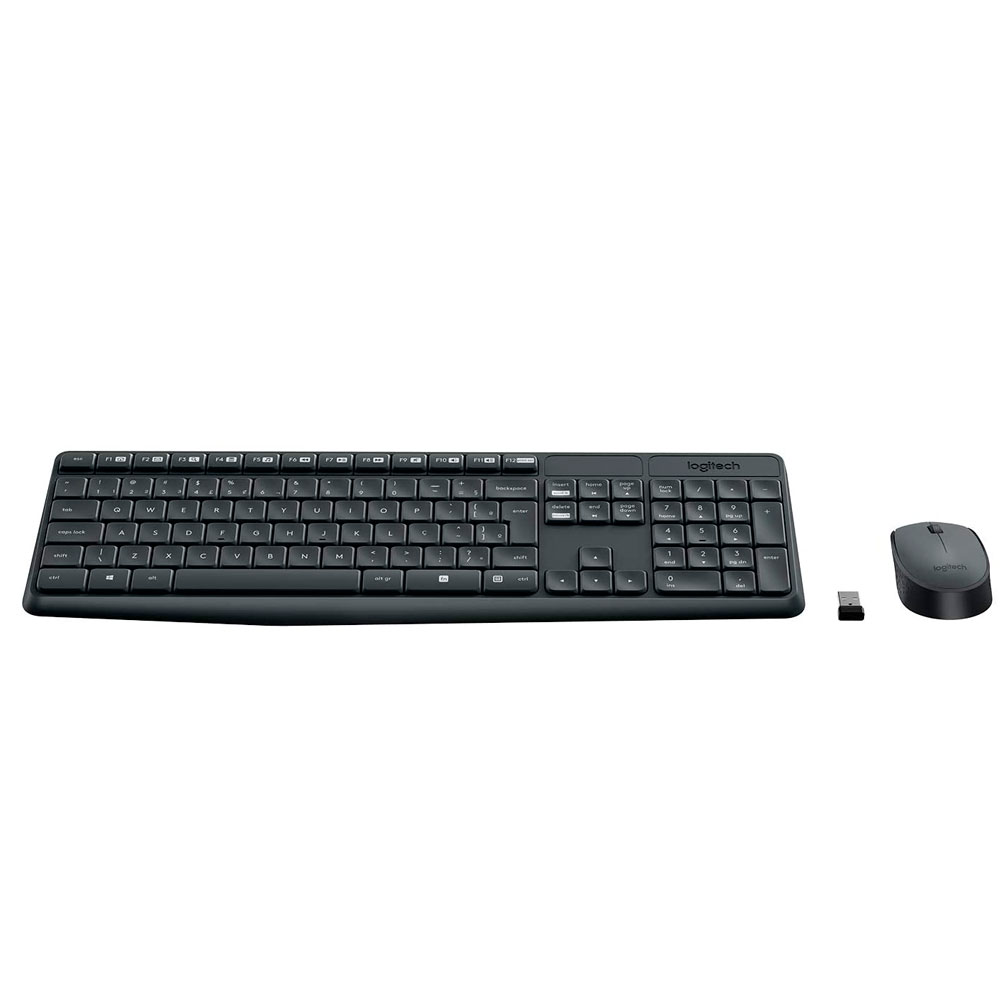 Kit Teclado e Mouse Sem fio Logitech MK235 Wireless Sensor 