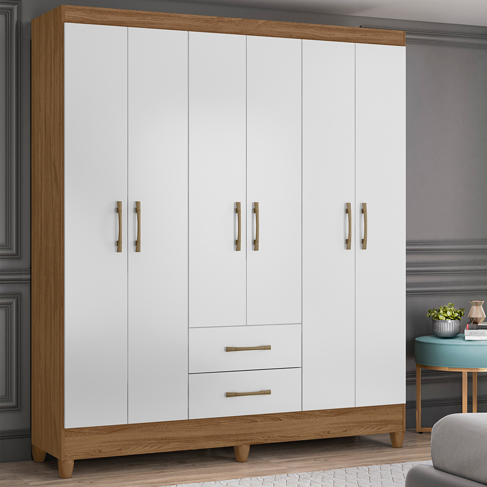 Guarda-Roupa Casal 6 Portas Bater 2 Gavetas Panam