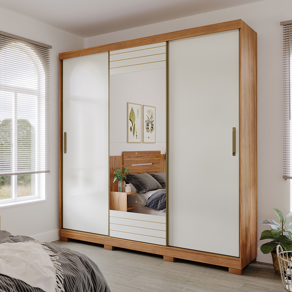 Guarda-Roupa Casal 3 Portas Correr 4 Gavetas B