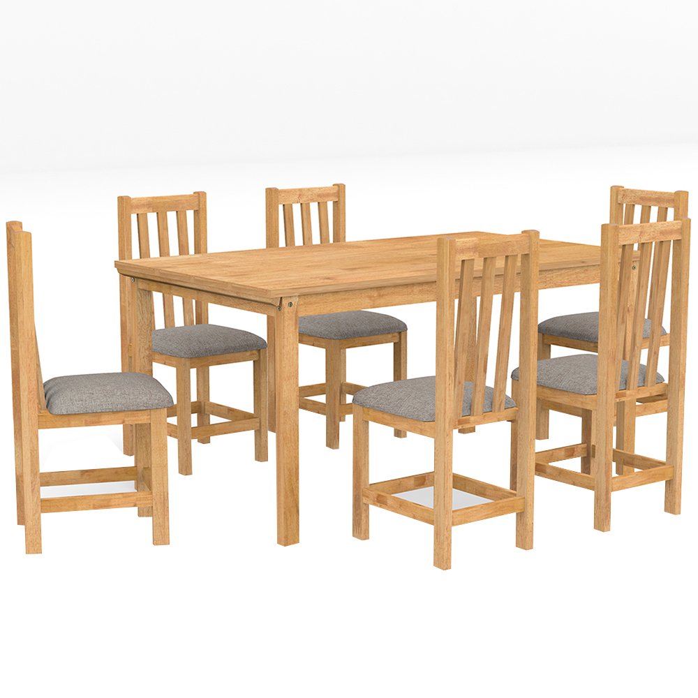 Conjunto de Mesa 6 Cadeiras Tampo Madeira It