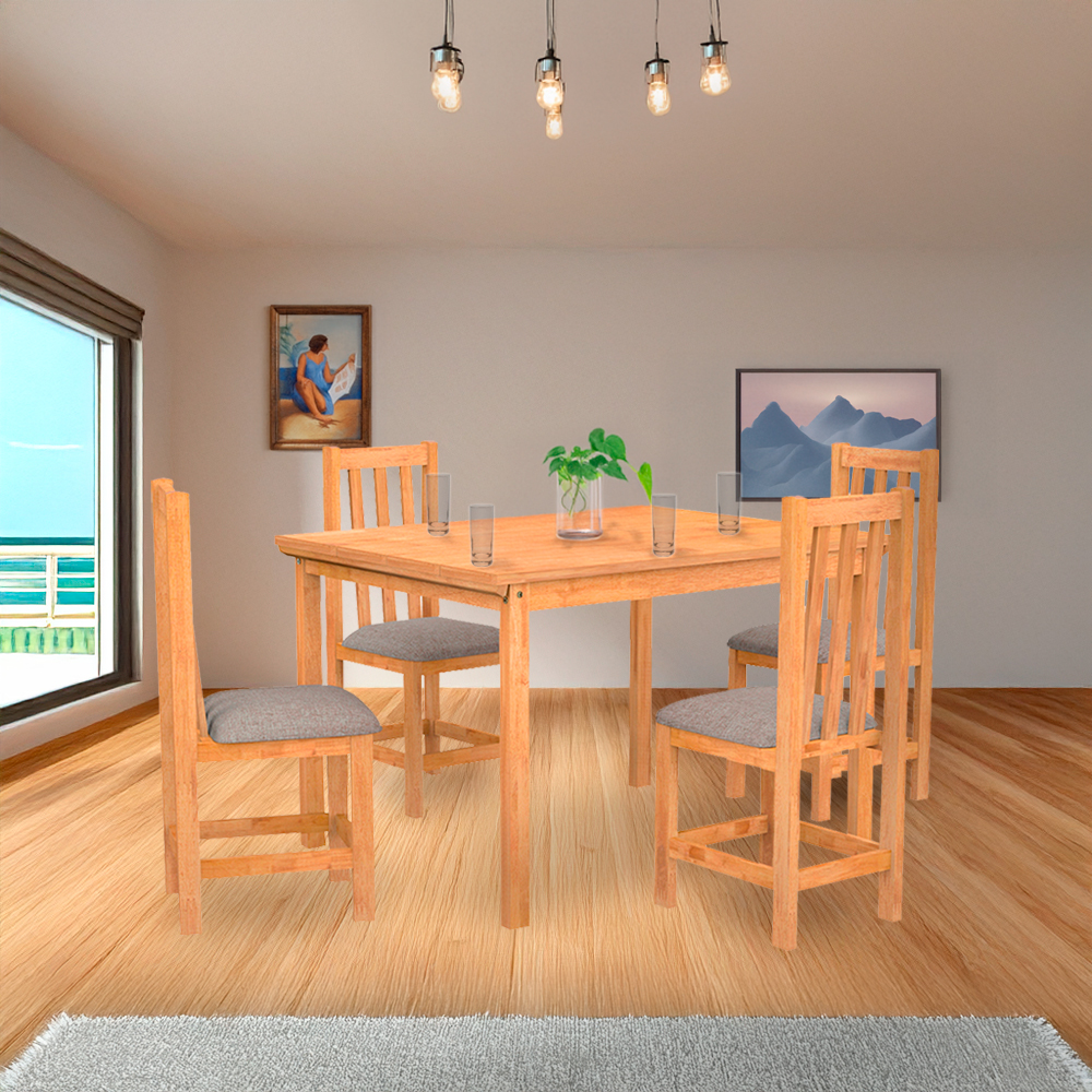Conjunto de Mesa 4 Cadeiras 100% Madeira Maci