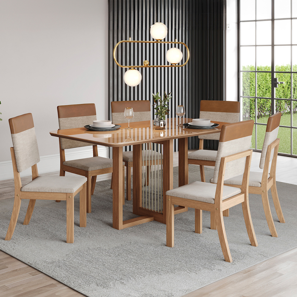 Conjunto de Mesa 6 cadeiras Assento Estofado Natal