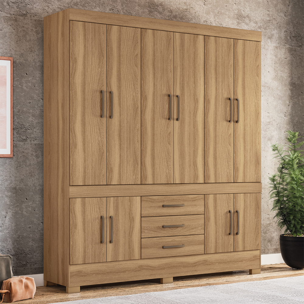 Guarda-Roupa Casal 10 Portas Bater 3 Gavetas New Murano Dem?bile Roupeiro