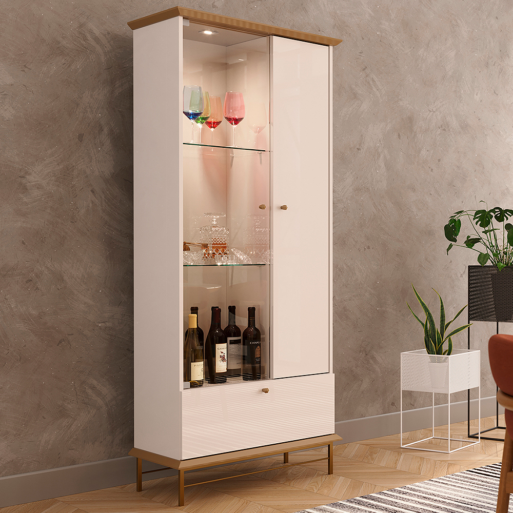 Cristaleira 2 Portas MDF e Vidro Imp