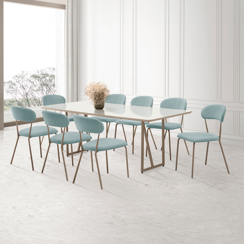 Conjunto de Mesa 8 Cadeiras com Assento Estofado Amanda A