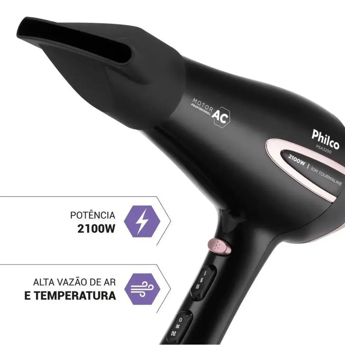 Secador De Cabelo Profissional Philco 2100w ?on Com Difusor