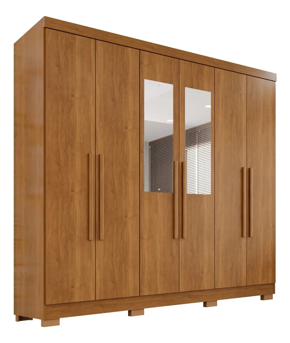 Guarda-roupa Casal Com Espelho 6 Portas 2 Gavetas Fran