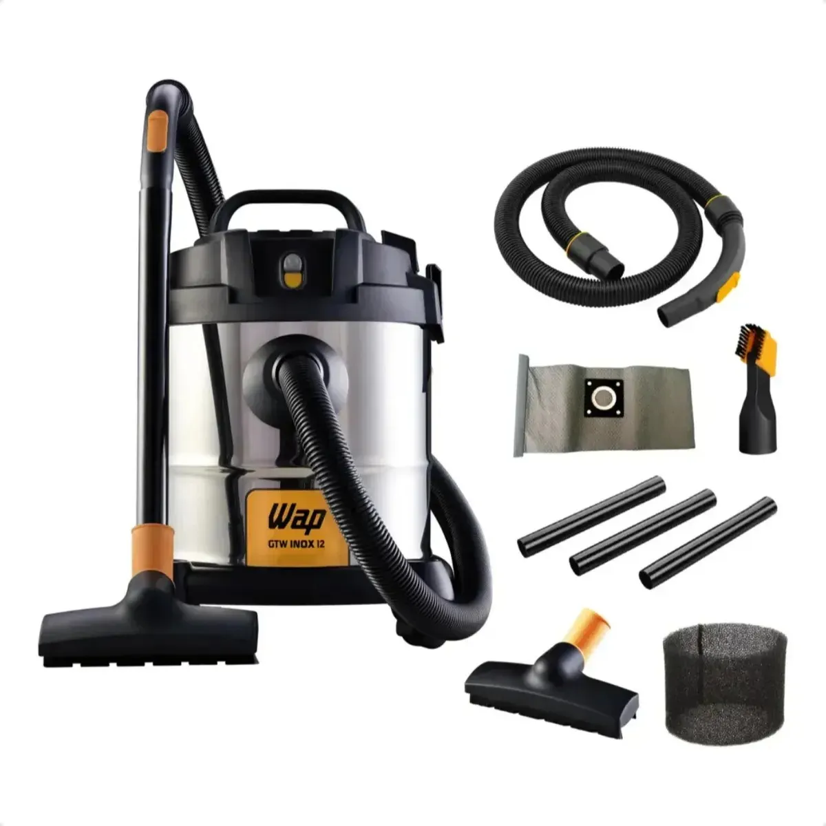Aspirador P? E ?gua Wap Gtw Inox 12 1400w 12l Bocal De Sopro Inox